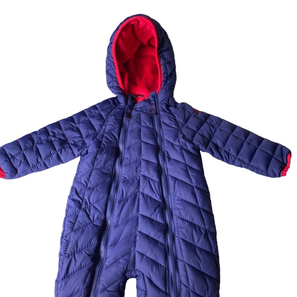 SNOZU Hooded Snowsuit Baby 9-12 Mo Puffer Bunting Blue Fleece Lined Zip Unisex - Picture 14 of 14